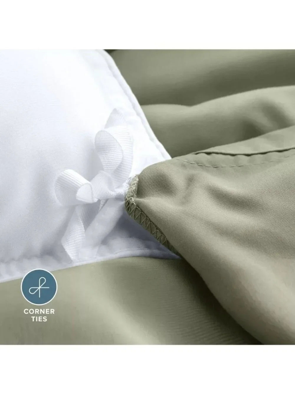 Bare Home Queen Size Sage Green 3 Piece Duvet Cover Set w/ 2 Pillow Shams NWOT